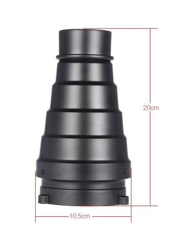 Snoot Óptico Cónico Andoer para Iluminación Fotográfica con Filtros