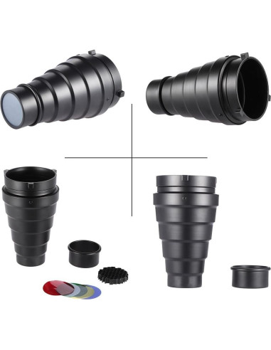 Snoot Óptico Cónico Andoer para Iluminación Fotográfica con Filtros