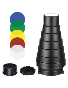Snoot Cónico Aluminio SUPON con Rejilla y 5 Filtros Color