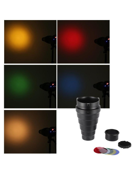 Snoot Óptico Cónico Andoer para Iluminación Fotográfica con Filtros