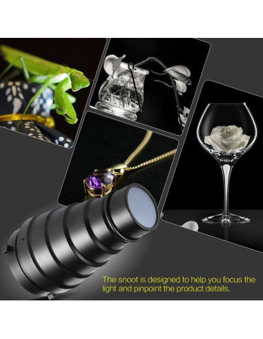 Snoot Óptico Cónico Andoer para Iluminación Fotográfica con Filtros