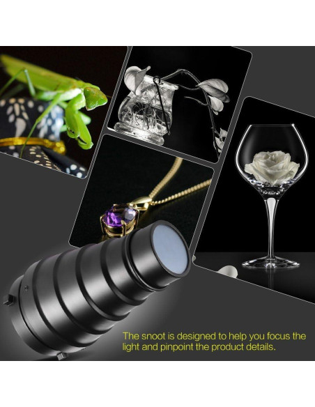 Snoot Óptico Cónico Andoer para Iluminación Fotográfica con Filtros