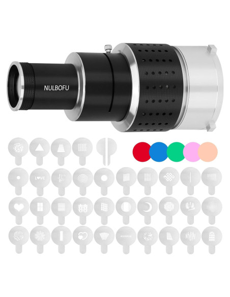 Kit Snoot Óptico Bowens NULBOFU con 34 Gobos y 5 Filtros