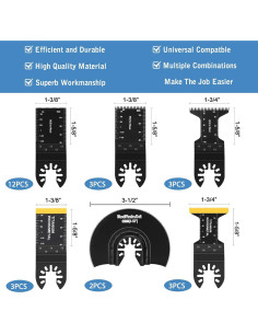 26 Piezas Hojas de Sierra Oscilante AIFICUT 3,49 cm Madera/Metal 2