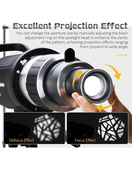 Kit Snoot Óptico Bowens NULBOFU con 34 Gobos y 5 Filtros