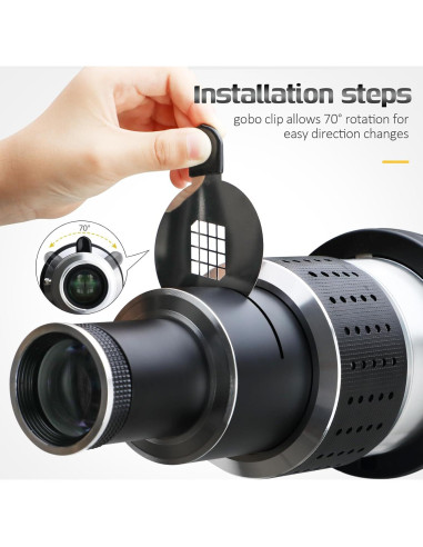 Kit Snoot Óptico Bowens NULBOFU con 34 Gobos y 5 Filtros