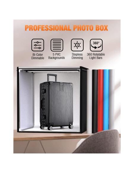 Kit de Caja de Luz Fotográfica FOSITAN 80x80 cm Dimmable Bi-Color