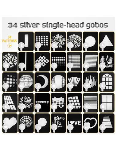 Kit Snoot Óptico Bowens NULBOFU con 34 Gobos y 5 Filtros