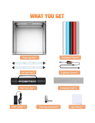 Kit de Caja de Luz Fotográfica FOSITAN 80x80 cm Dimmable Bi-Color