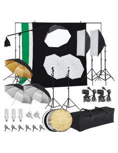Kit de iluminación fotográfica PioneerWorks con soporte 2.6x3m