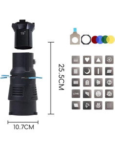 Kit Snoot Óptico BAFONGCINE 19 con 20 Gobos y 4 Filtros 2