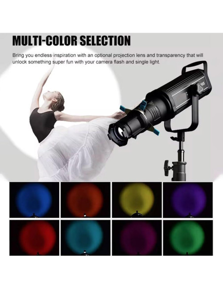 Kit Snoot Óptico BAFONGCINE 19 con 20 Gobos y 4 Filtros