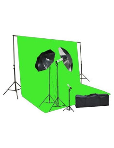 Kit de Pantalla Verde Chromakey Fancierstudio 3.05x6.1m con Iluminación