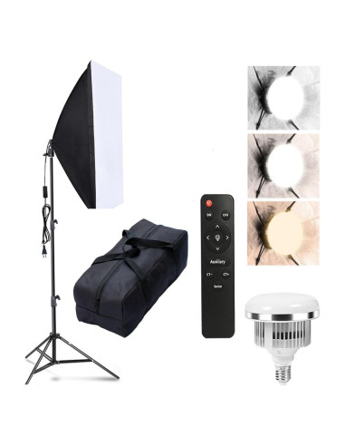 Kit de Iluminación Softbox YUOCU 50x70cm con Bombilla LED 85W