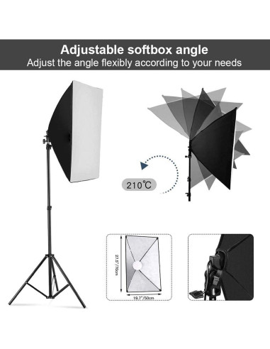 Kit de Iluminación Softbox YUOCU 50x70cm con Bombilla LED 85W