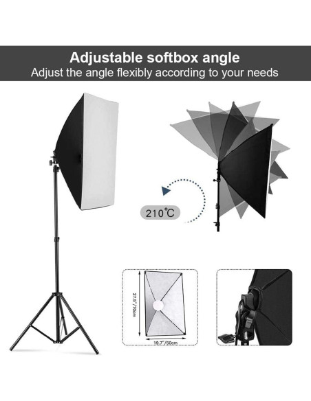 Kit de Iluminación Softbox YUOCU 50x70cm con Bombilla LED 85W
