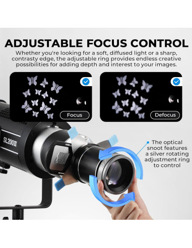 Snoot Conical Bowens Flyrivergo con 4 Aspas Barndoor