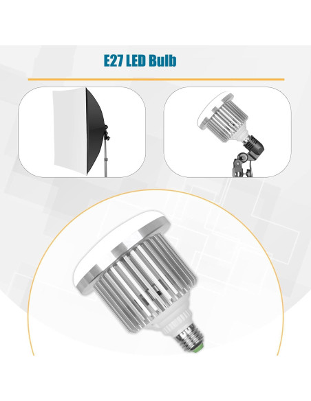 Kit de Iluminación Softbox YUOCU 50x70cm con Bombilla LED 85W