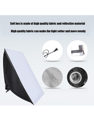 Kit de Iluminación Softbox YUOCU 50x70cm con Bombilla LED 85W