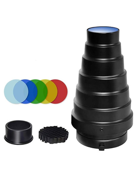Kit Snoot Cónico Aluminio Soonpho para Flash Speedlite Bowens