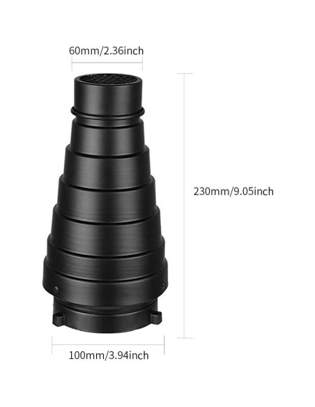 Kit Snoot Cónico Aluminio Soonpho para Flash Speedlite Bowens