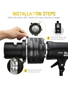 Kit Snoot Óptico Cónico NULBOFU para Montura Bowens con 20 Gobos y 8 Filtros 2