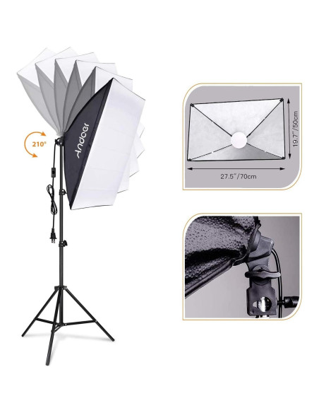 Kit de iluminación de estudio Camnoon 85W LED bicolor 2 Softbox Kit de iluminación de estudio Camnoon 85W LED bicolor 2 Softbox