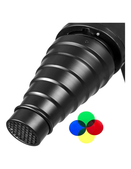 Kit Snoot Conical TUYUNG para Flash GODOX Bowens con 5 Filtros