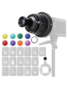 Kit de Snoot Óptico FOMITO con 16 Gobos y Montura Bowens