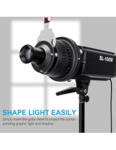 Kit de Snoot Óptico FOMITO con 16 Gobos y Montura Bowens 2