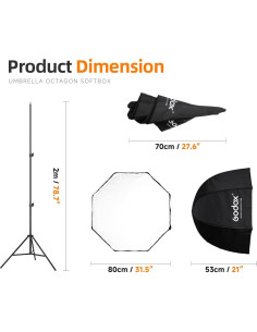 Godox Softbox Octagonal 80cm con Soporte de Luz 190cm 2