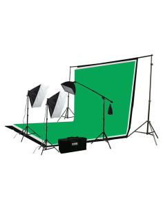 Kit de Iluminación ePhoto H9004SB con Fondos Muselina 3x3.6m