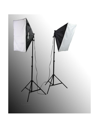 Kit de Iluminación ePhoto H9004SB con Fondos Muselina 3x3.6m