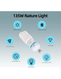 Bombilla CFL 135W E27 AQIRUI Luz Diurna 5500K 6000 Lúmenes 2