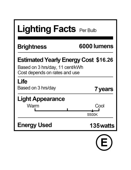 Bombilla CFL 135W E27 AQIRUI Luz Diurna 5500K 6000 Lúmenes