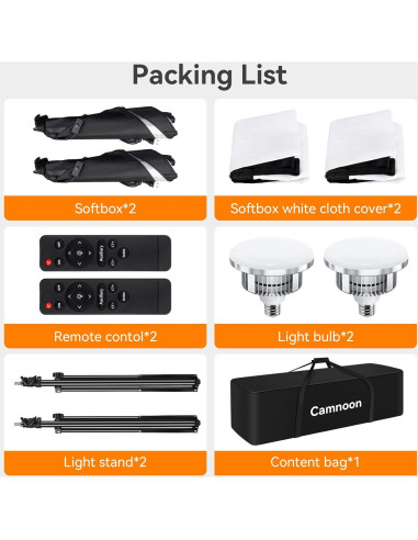 Kit de Iluminación Softbox Camnoon 2 Luces LED 85W Bi-Color