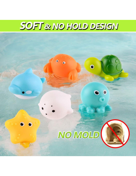 Juguetes de Baño para Bebés TOPTSOFI - 10 Piezas Animales Marinos