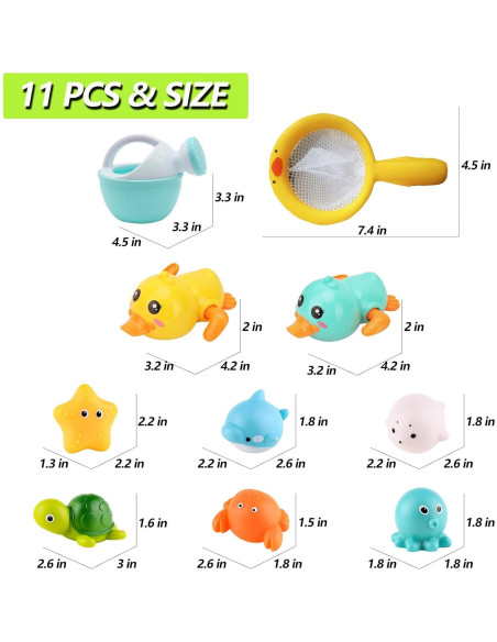 Juguetes de Baño para Bebés TOPTSOFI - 10 Piezas Animales Marinos