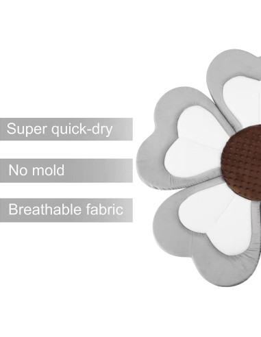 Almohadilla de Baño para Bebés PandaEar - Flor Gris 88.9 cm