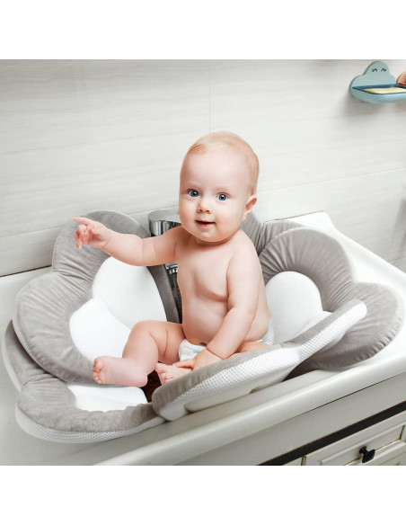 Almohadilla de Baño para Bebés PandaEar - Flor Gris 88.9 cm