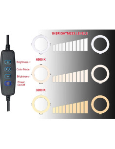 Luz de Anillo LED Vidpro RL-6 15.24 cm con Trípode y Control USB 2