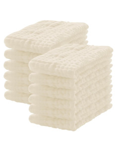 Paquete de 12 Paños de Muselina 100% Algodón Lovely Care Marfil