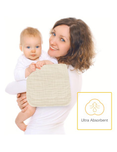 Paquete de 12 Paños de Muselina 100% Algodón Lovely Care Marfil 2