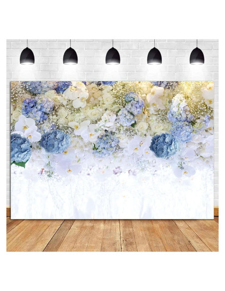 Fondo Fotográfico Floral Azul y Blanco 2.74x1.83m Art Studio