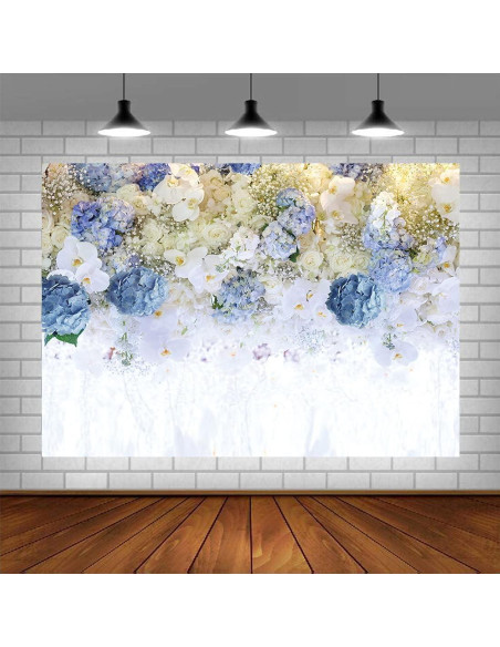 Fondo Fotográfico Floral Azul y Blanco 2.74x1.83m Art Studio
