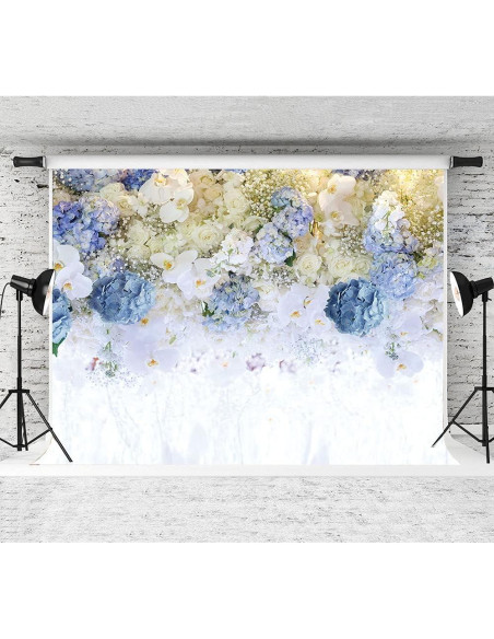 Fondo Fotográfico Floral Azul y Blanco 2.74x1.83m Art Studio