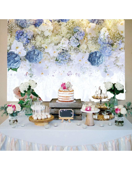 Fondo Fotográfico Floral Azul y Blanco 2.74x1.83m Art Studio