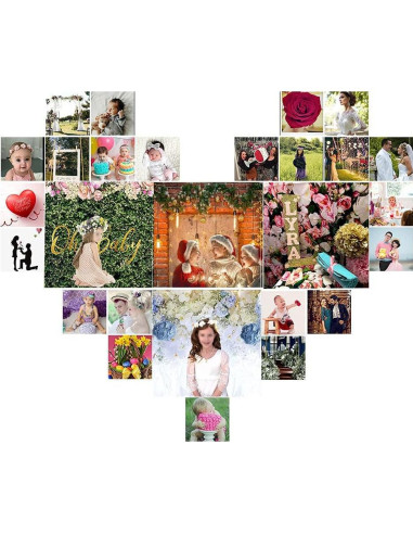 Fondo Fotográfico Floral Azul y Blanco 2.74x1.83m Art Studio