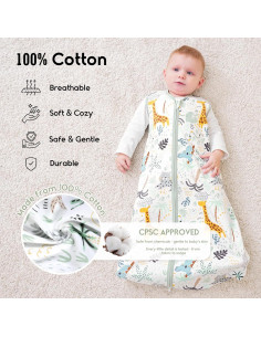 Saco de Sueño para Bebés Yoofoss 0.5 TOG Jirafa 6-12 Meses 2