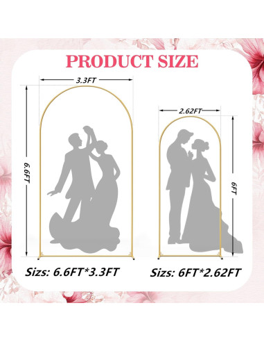 Soporte de Arco de Metal Dorado fcesuk Set de 2 2.01m 1.83m